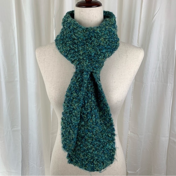 Handmade Accessories - Handmade Fuzzy Chunky Rectangular Scarf Beautiful Blues and Greens Colors